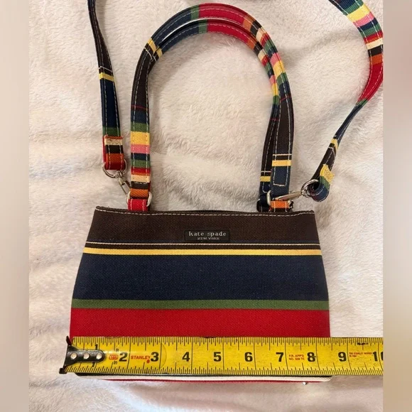Kate Spade New York Multicolor Striped Hand Bag Shoulder Bag Small Preowned - Picture 3 of 8